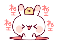 Animation of a rabbit and the chick sticker #11937611