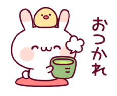 Animation of a rabbit and the chick sticker #11937614
