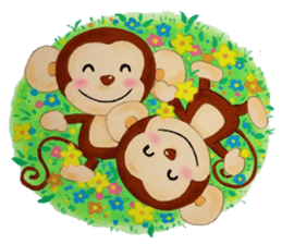 Smiling little monkey sticker #11950882