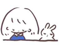 heart warming girl & rabbit 3 sticker #11955848