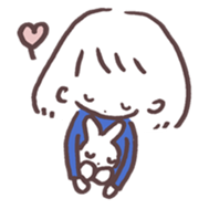 heart warming girl & rabbit 3 sticker #11955853