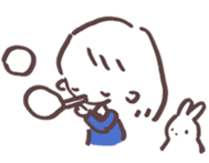 heart warming girl & rabbit 3 sticker #11955856
