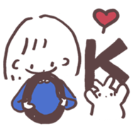 heart warming girl & rabbit 3 sticker #11955860