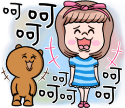 Cute girl and bear sticker #11957880
