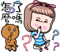 Cute girl and bear sticker #11957891