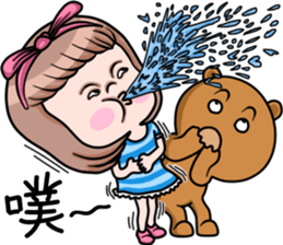 Cute girl and bear sticker #11957899