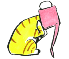 writing brush cat sticker #11989974