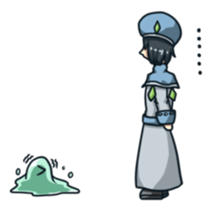 Witch, priest and neighbors in dungeon! sticker #12000688