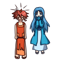 Witch, priest and neighbors in dungeon! sticker #12000695