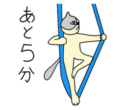 Aerial yogi cat 'AERU' sticker #12004755
