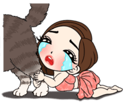 Yuri with mom and cat sticker #12011671