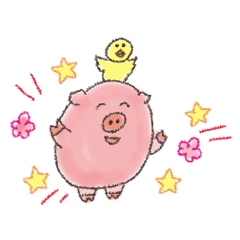 Daily life of a pig and the small bird