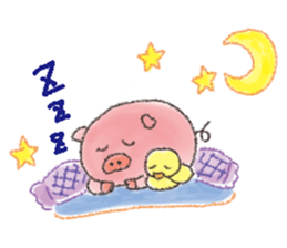 Daily life of a pig and the small bird sticker #12013126