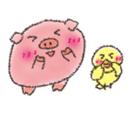 Daily life of a pig and the small bird sticker #12013128