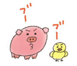 Daily life of a pig and the small bird sticker #12013129