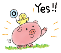 Daily life of a pig and the small bird sticker #12013130