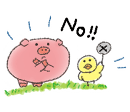 Daily life of a pig and the small bird sticker #12013131