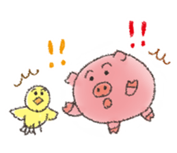 Daily life of a pig and the small bird sticker #12013134