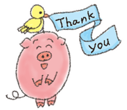 Daily life of a pig and the small bird sticker #12013138