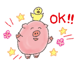 Daily life of a pig and the small bird sticker #12013143
