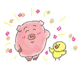 Daily life of a pig and the small bird sticker #12013147