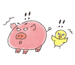 Daily life of a pig and the small bird sticker #12013148