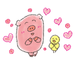 Daily life of a pig and the small bird sticker #12013150