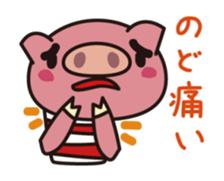 Pig animated cartoon of a cold sticker #12030773