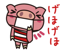 Pig animated cartoon of a cold sticker #12030782