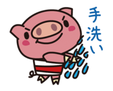 Pig animated cartoon of a cold sticker #12030783