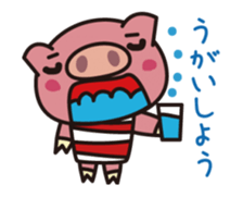 Pig animated cartoon of a cold sticker #12030786