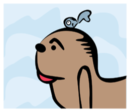 Harbor seal&fish sticker #12032254