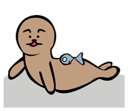 Harbor seal&fish sticker #12032256