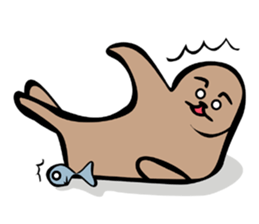 Harbor seal&fish sticker #12032258