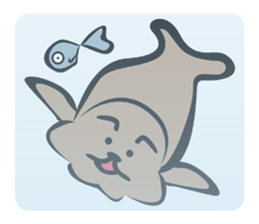 Harbor seal&fish sticker #12032271