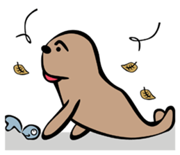 Harbor seal&fish sticker #12032272