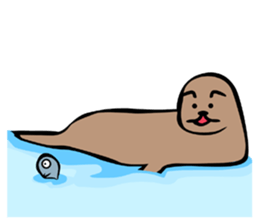Harbor seal&fish sticker #12032273