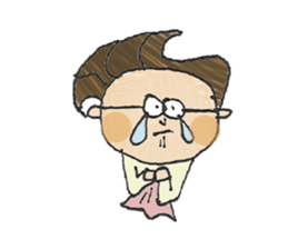 Hair is long glasses boy sticker #12041880