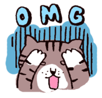 brown tabby and white cat sticker #12042824