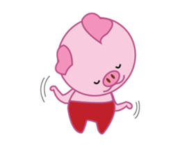 Pink Pig Wearing a Red Pants animate sticker #12063559