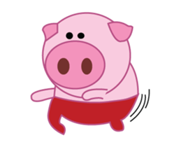 Pink Pig Wearing a Red Pants animate sticker #12063562