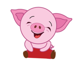 Pink Pig Wearing a Red Pants animate sticker #12063563