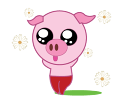 Pink Pig Wearing a Red Pants animate sticker #12063567