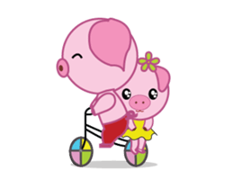 Pink Pig Wearing a Red Pants animate sticker #12063569
