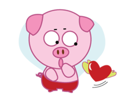 Pink Pig Wearing a Red Pants animate sticker #12063570