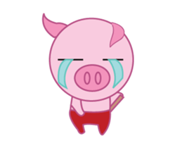 Pink Pig Wearing a Red Pants animate sticker #12063572
