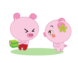 Pink Pig Wearing a Red Pants animate sticker #12063573