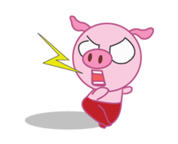 Pink Pig Wearing a Red Pants animate sticker #12063578