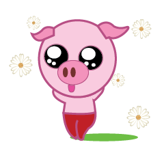 Pink Pig Wearing a Red Pants animate