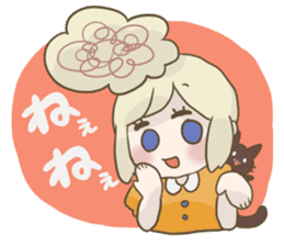 Bun hair girl and black cat sticker #12083169